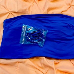 Royal blue strapless (with addible strap) swim top